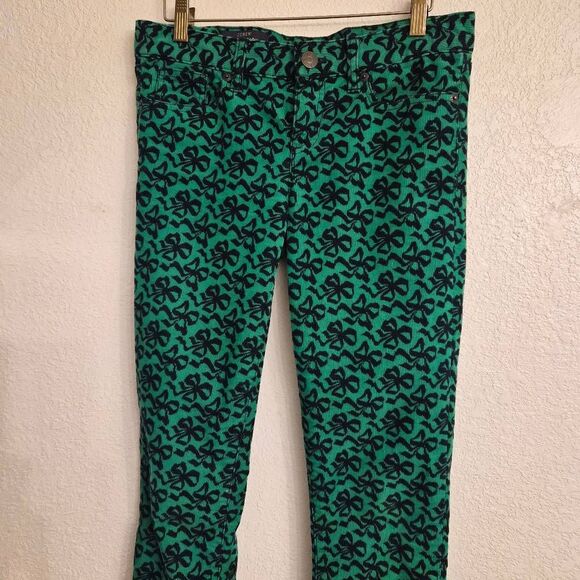 J. Crew Holiday Christmas Ribbon Bow Corduroy Pants: Unique Fun Statement Piece - Picture 1 of 5